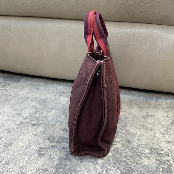 Hermes Paris Fourre Tout Burgundy Canvas Small Tote Bag Designer - Picture 5 of 17